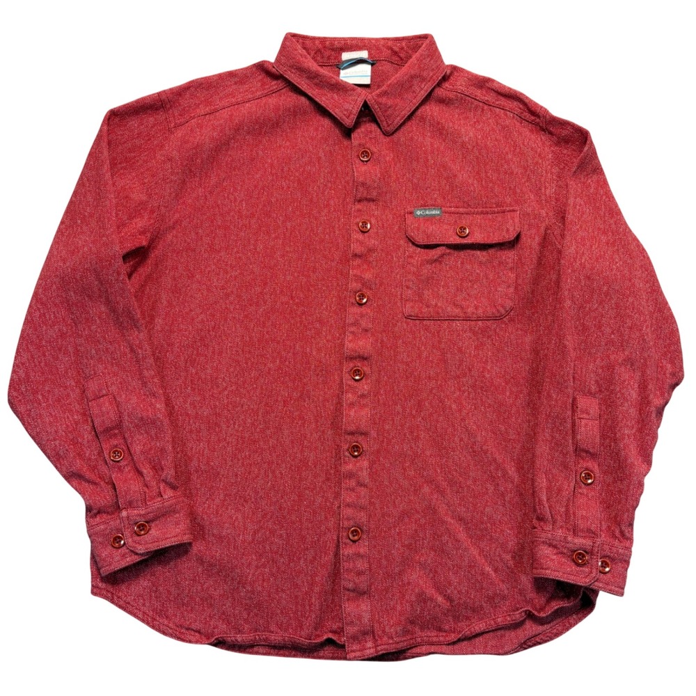 Columbia Mens XL Red Cotton Button Down Long Sleeve Shirt Regular Fit